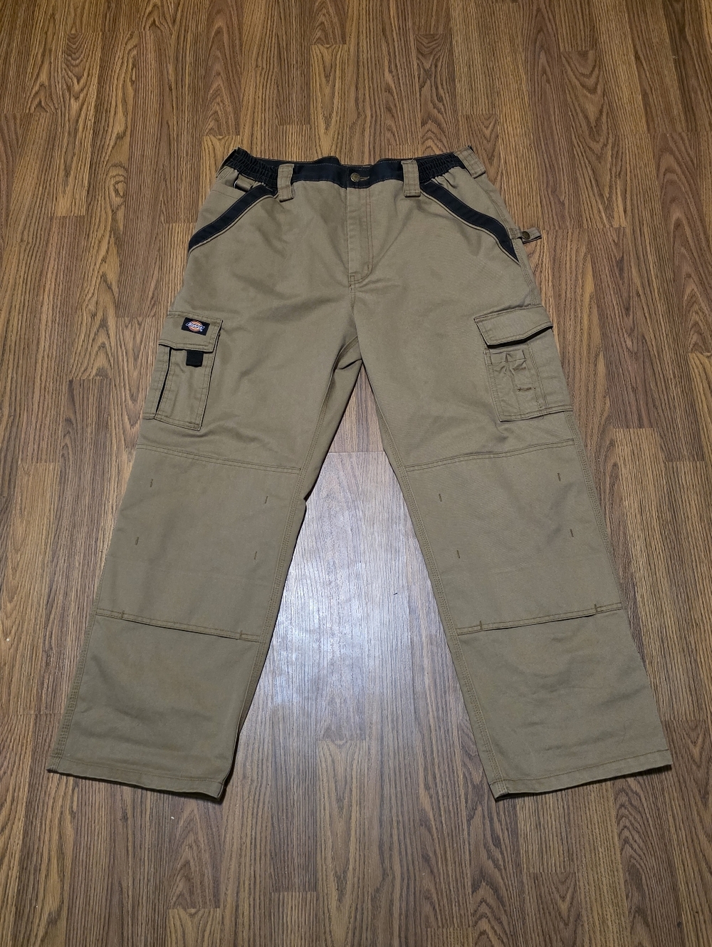 Dickies Two Tone Double Knee Cargo Work Pants Khaki Black Men’s 36x30 Utility